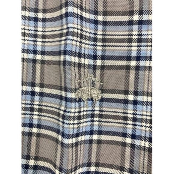Brooks Brothers XXL Non-Iron Plaid Supima Cotton Long-Sleeve Shirt Gray / Blue - Picture 4 of 10